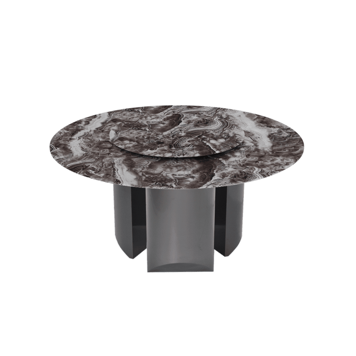 Round Marble Dining Table Ø1.5m | Black Titanium Steel Pedestal