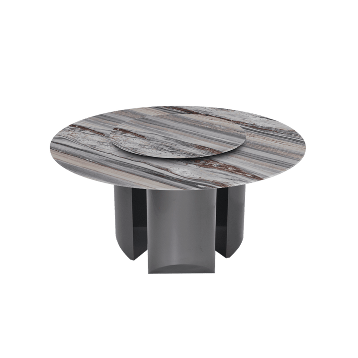 Round Marble Dining Table Ø1.5m | Black Titanium Steel Pedestal