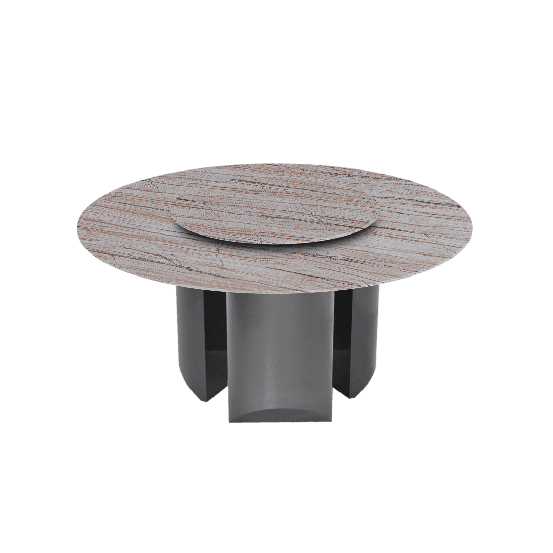 Round Marble Dining Table Ø1.5m | Black Titanium Steel Pedestal