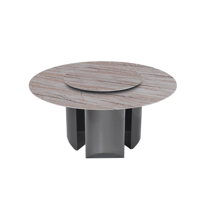 Round Marble Dining Table Ø1.5m | Black Titanium Steel Pedestal