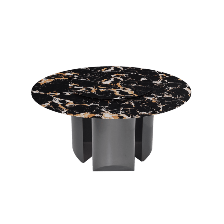 Round Marble Dining Table Ø1.5m | Black Titanium Steel Pedestal