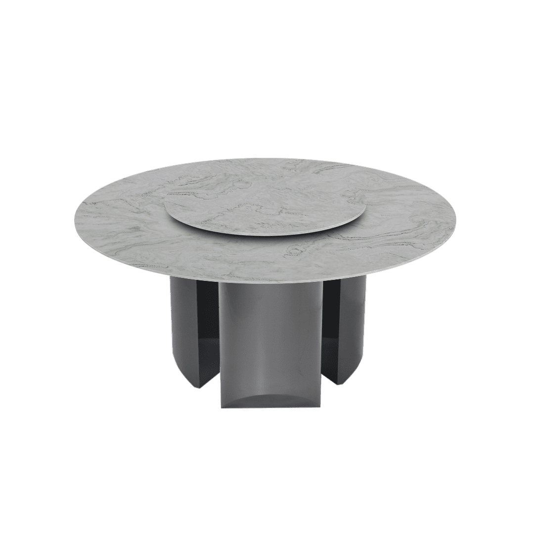 Round Marble Dining Table Ø1.5m | Black Titanium Steel Pedestal