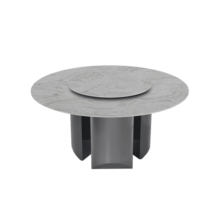 Round Marble Dining Table Ø1.5m | Black Titanium Steel Pedestal