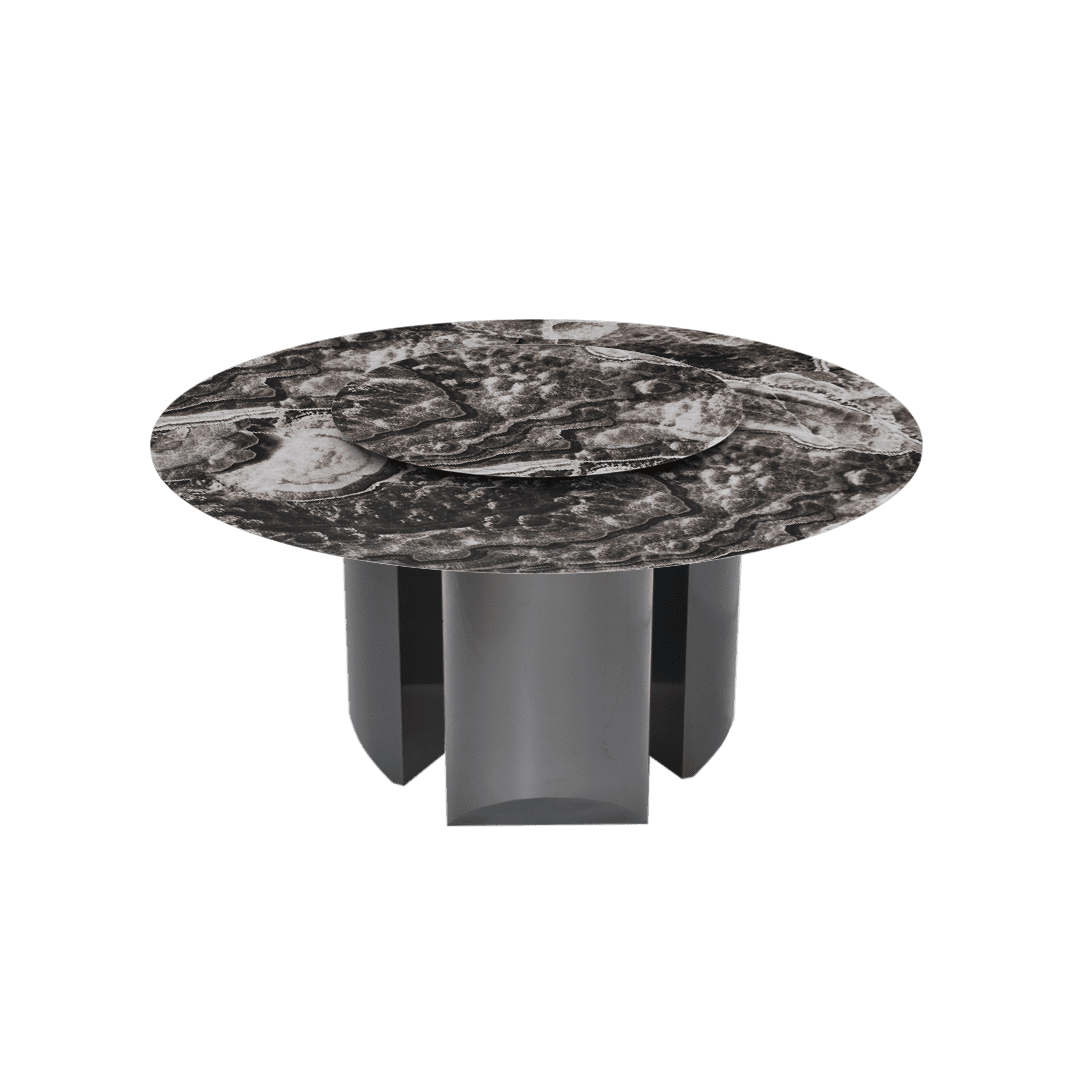 Round Marble Dining Table Ø1.5m | Black Titanium Steel Pedestal