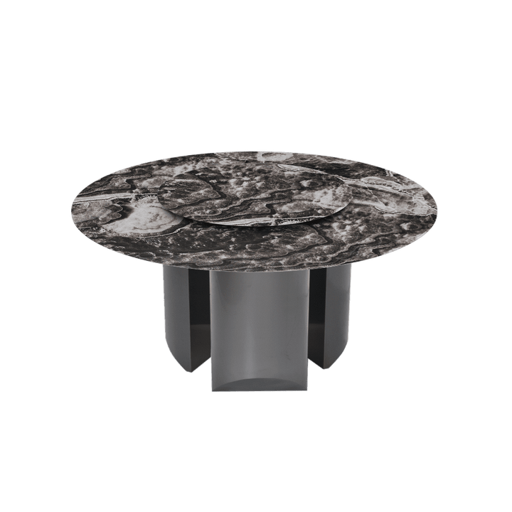 Round Marble Dining Table Ø1.5m | Black Titanium Steel Pedestal