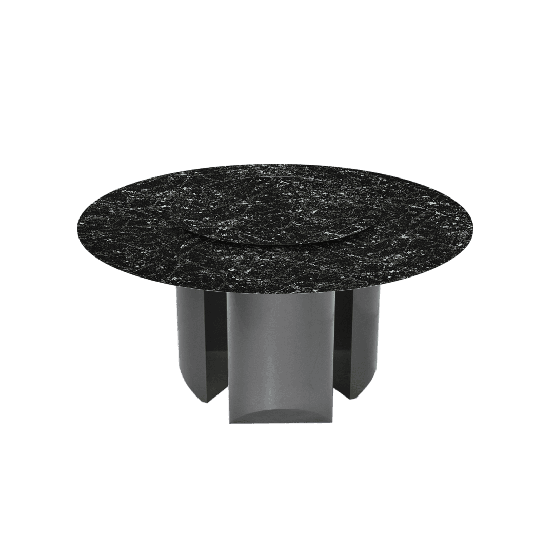 Round Marble Dining Table Ø1.5m | Black Titanium Steel Pedestal