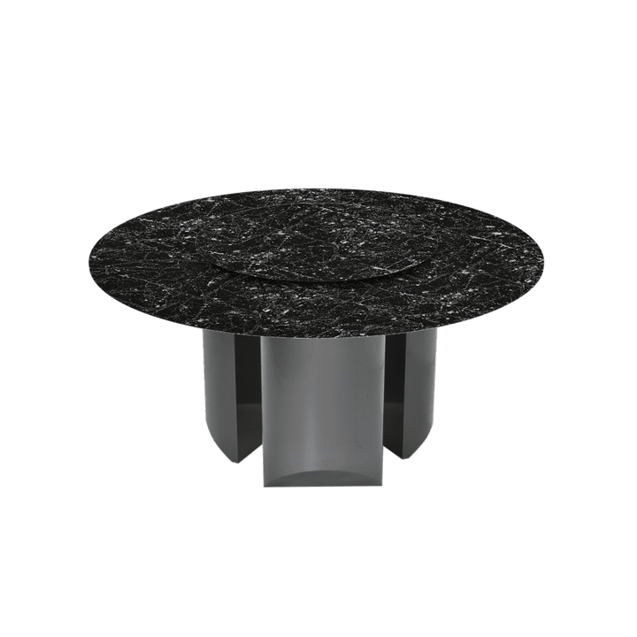 Round Marble Dining Table Ø1.5m | Black Titanium Steel Pedestal