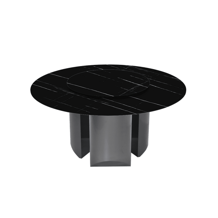 Round Marble Dining Table Ø1.5m | Black Titanium Steel Pedestal