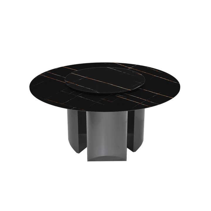 Round Marble Dining Table Ø1.5m | Black Titanium Steel Pedestal