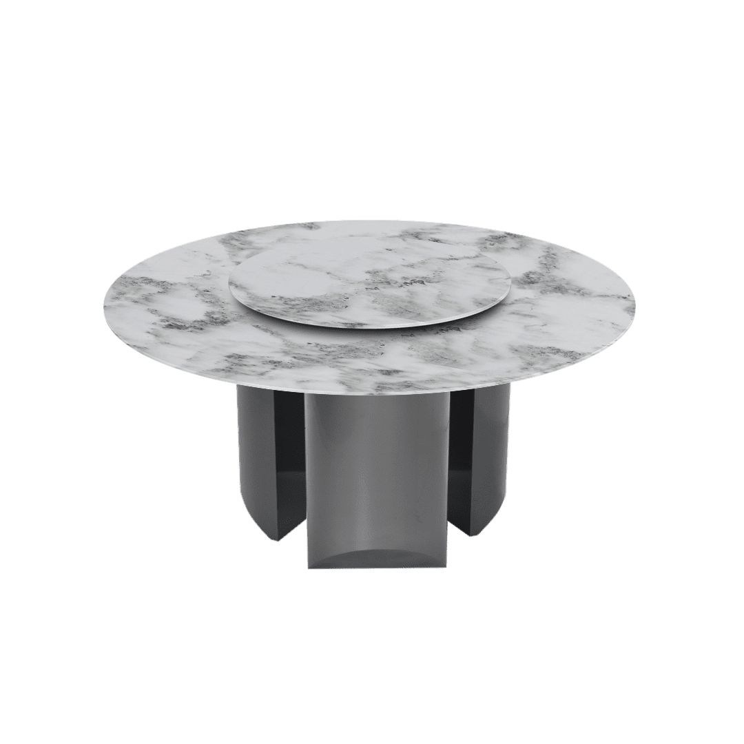 Round Marble Dining Table Ø1.5m | Black Titanium Steel Pedestal