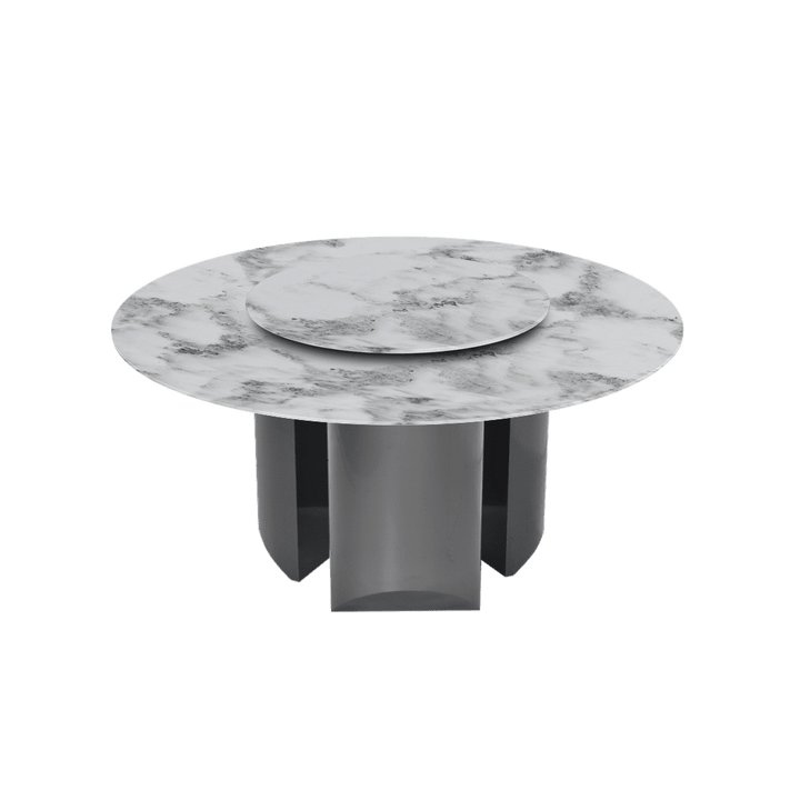 Round Marble Dining Table Ø1.5m | Black Titanium Steel Pedestal