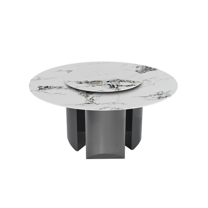 Round Marble Dining Table Ø1.5m | Black Titanium Steel Pedestal