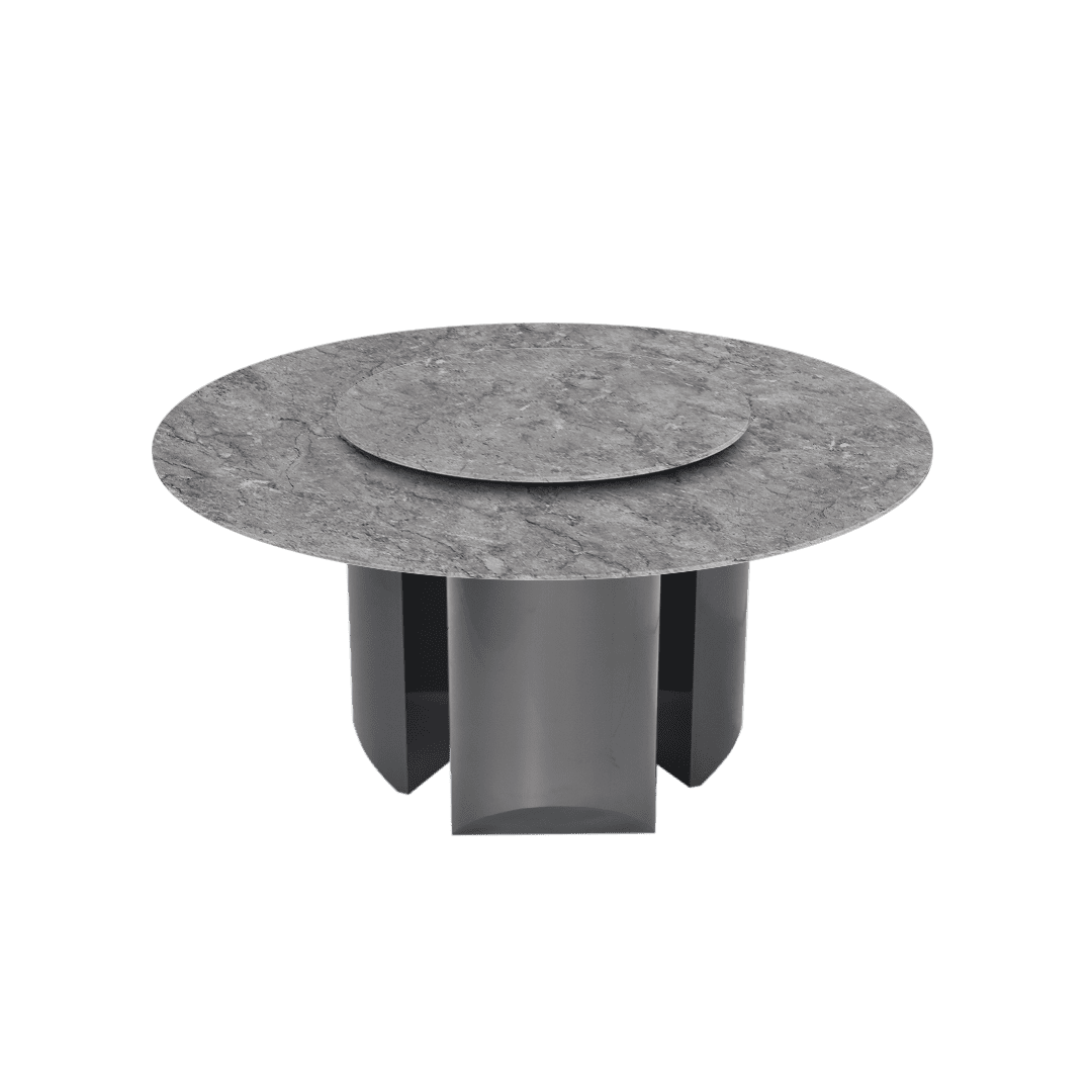 Round Marble Dining Table Ø1.5m | Black Titanium Steel Pedestal