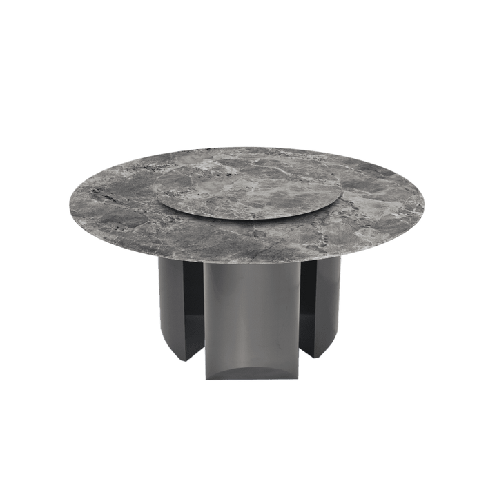 Round Marble Dining Table Ø1.5m | Black Titanium Steel Pedestal