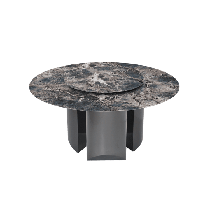 Round Marble Dining Table Ø1.5m | Black Titanium Steel Pedestal