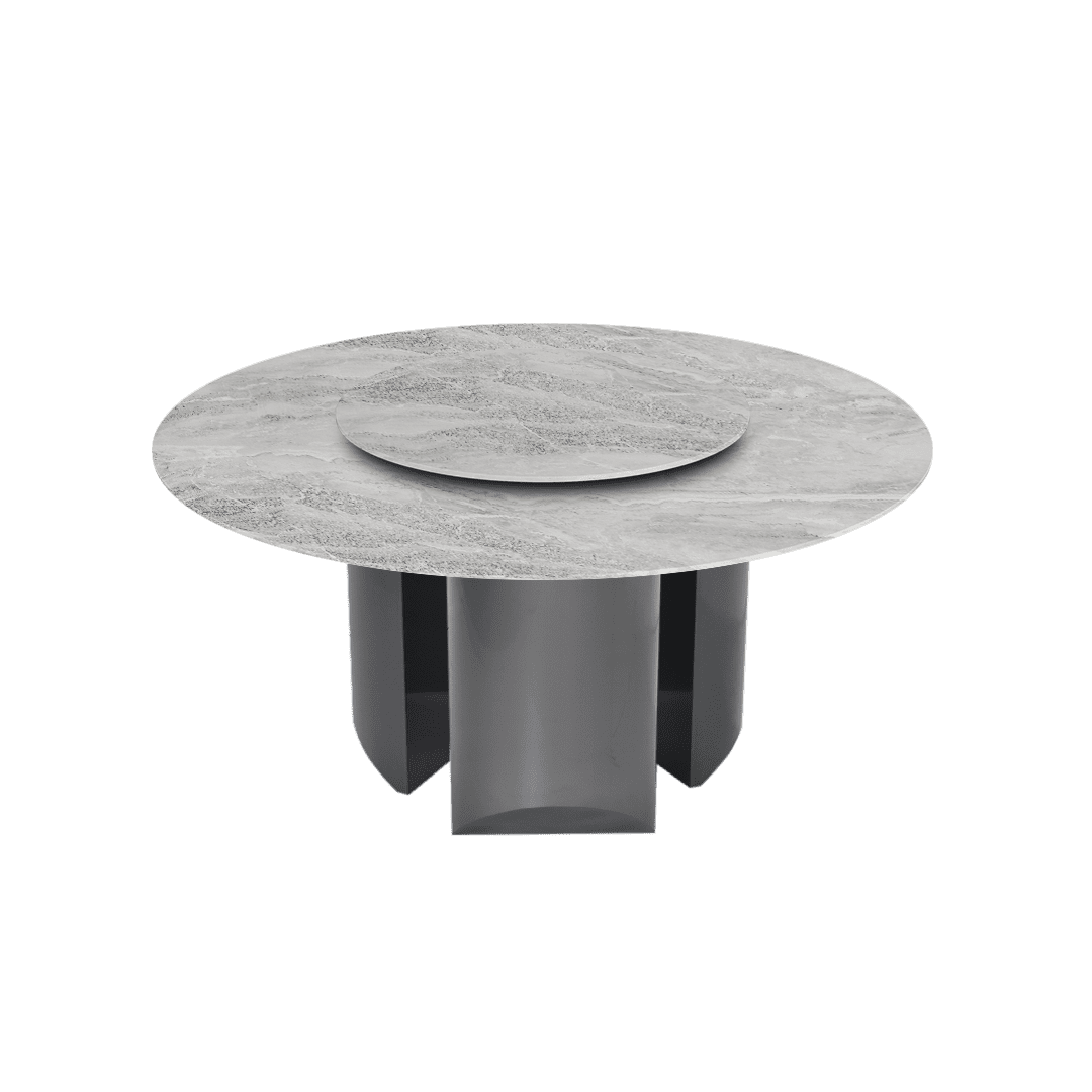 Round Marble Dining Table Ø1.5m | Black Titanium Steel Pedestal