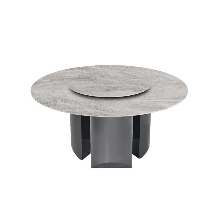 Round Marble Dining Table Ø1.5m | Black Titanium Steel Pedestal