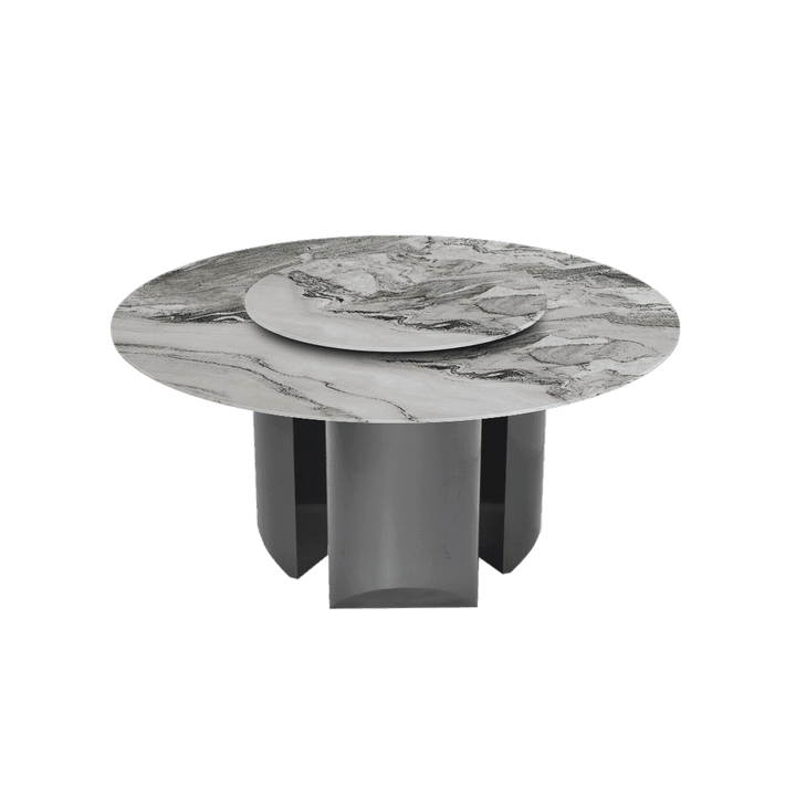 Round Marble Dining Table Ø1.5m | Black Titanium Steel Pedestal