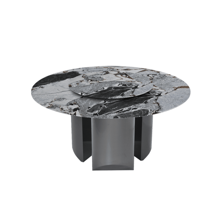 Round Marble Dining Table Ø1.5m | Black Titanium Steel Pedestal