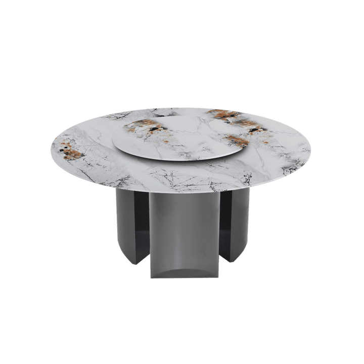 Round Marble Dining Table Ø1.5m | Black Titanium Steel Pedestal
