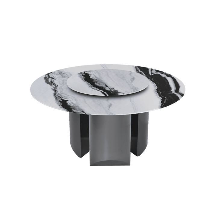 Round Marble Dining Table Ø1.5m | Black Titanium Steel Pedestal