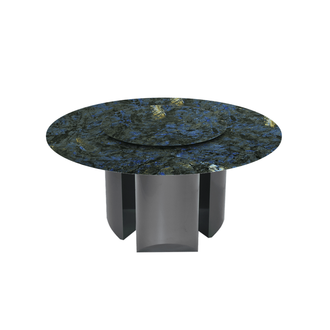 Round Marble Dining Table Ø1.5m | Black Titanium Steel Pedestal