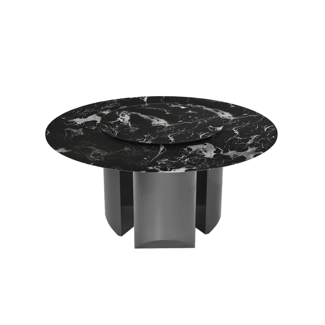 Round Marble Dining Table Ø1.5m | Black Titanium Steel Pedestal