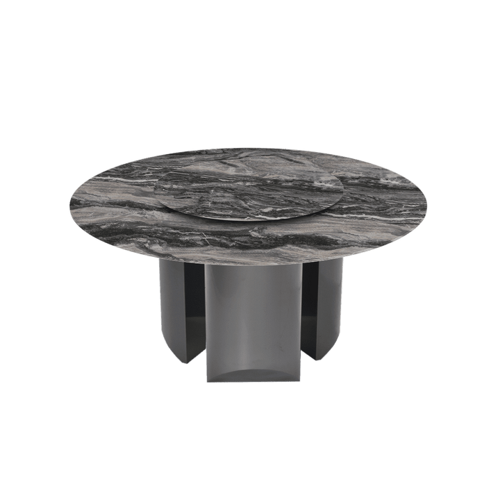 Round Marble Dining Table Ø1.5m | Black Titanium Steel Pedestal