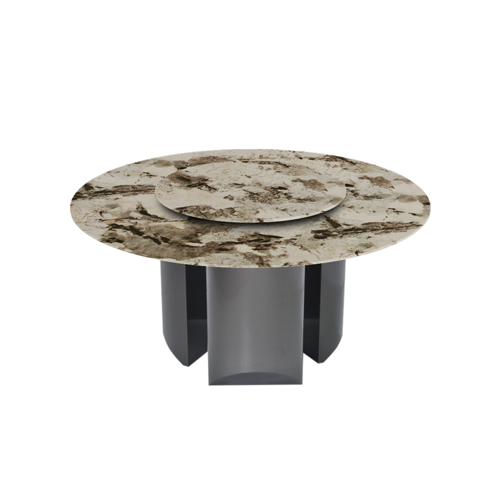 Round Marble Dining Table Ø1.5m | Black Titanium Steel Pedestal