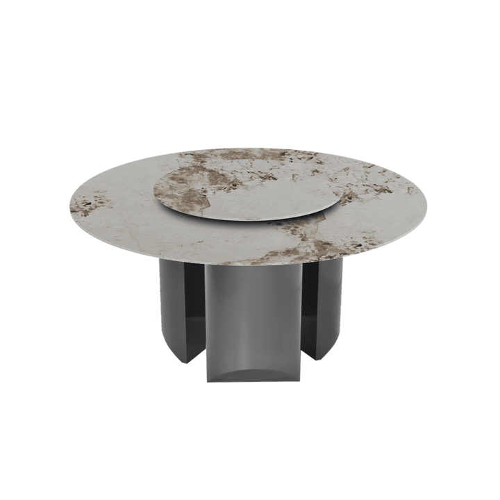 Round Marble Dining Table Ø1.5m | Black Titanium Steel Pedestal