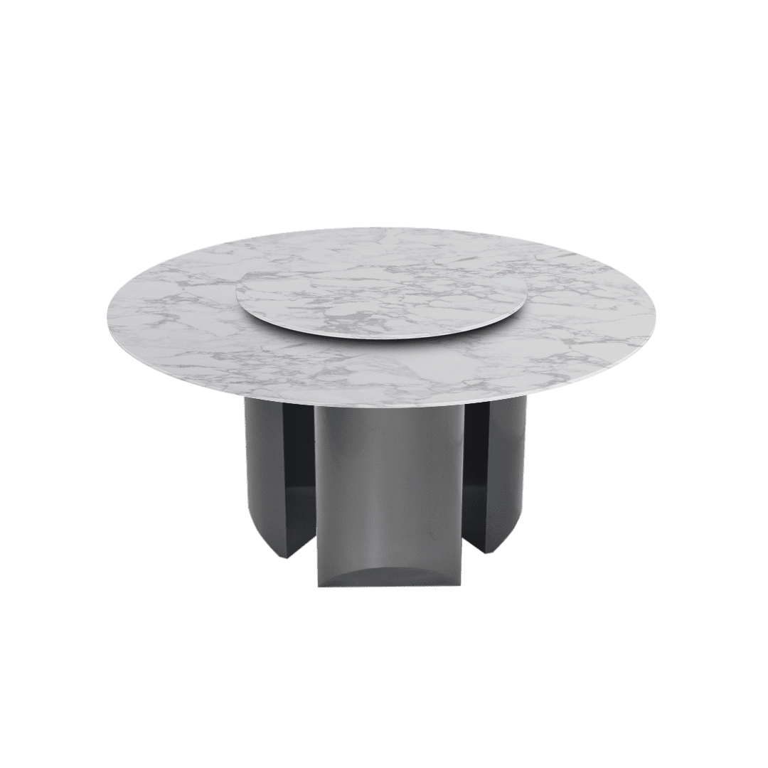 Round Marble Dining Table Ø1.5m | Black Titanium Steel Pedestal