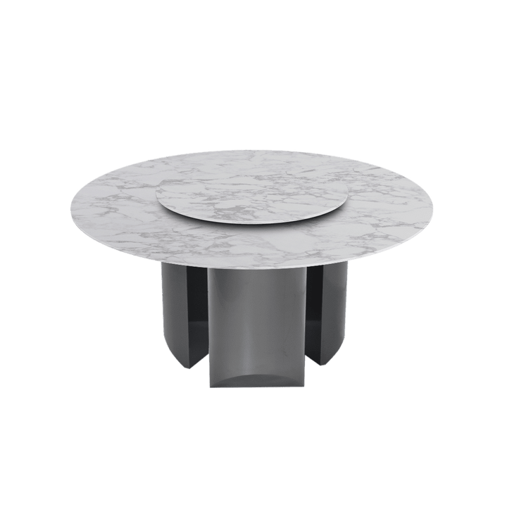 Round Marble Dining Table Ø1.5m | Black Titanium Steel Pedestal