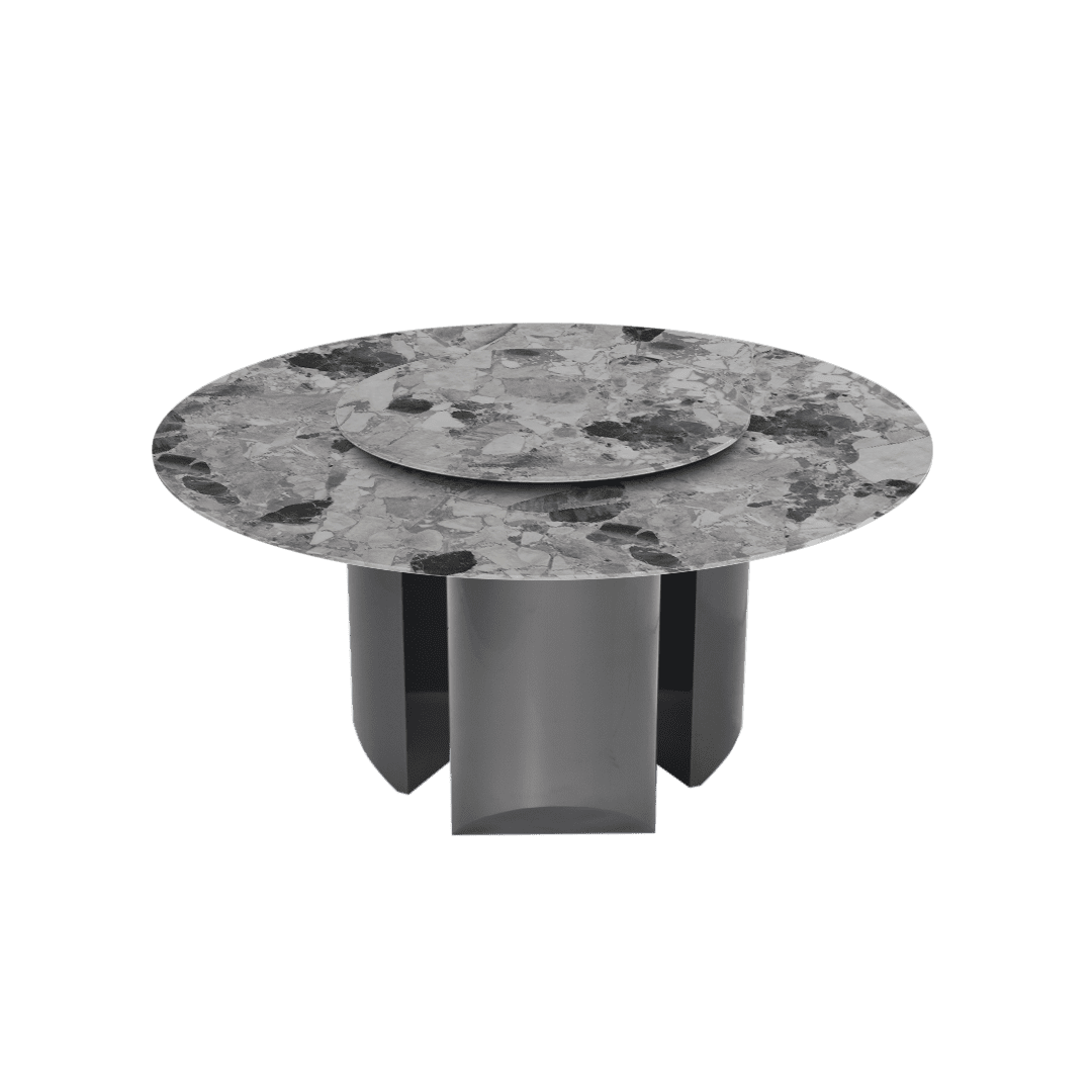 Round Marble Dining Table Ø1.5m | Black Titanium Steel Pedestal