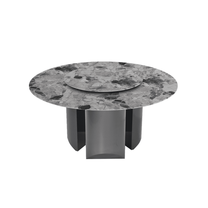 Round Marble Dining Table Ø1.5m | Black Titanium Steel Pedestal