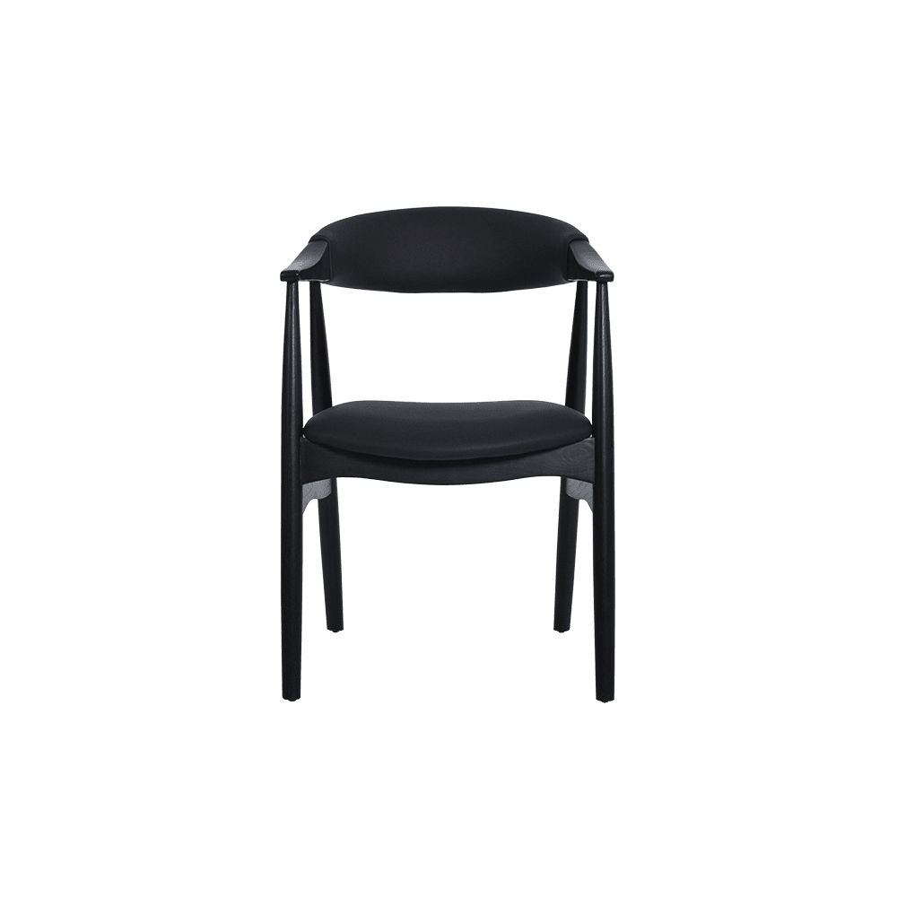 Kazuko Black Solid Ash Wood Dining Chair with Armrest - alternate view