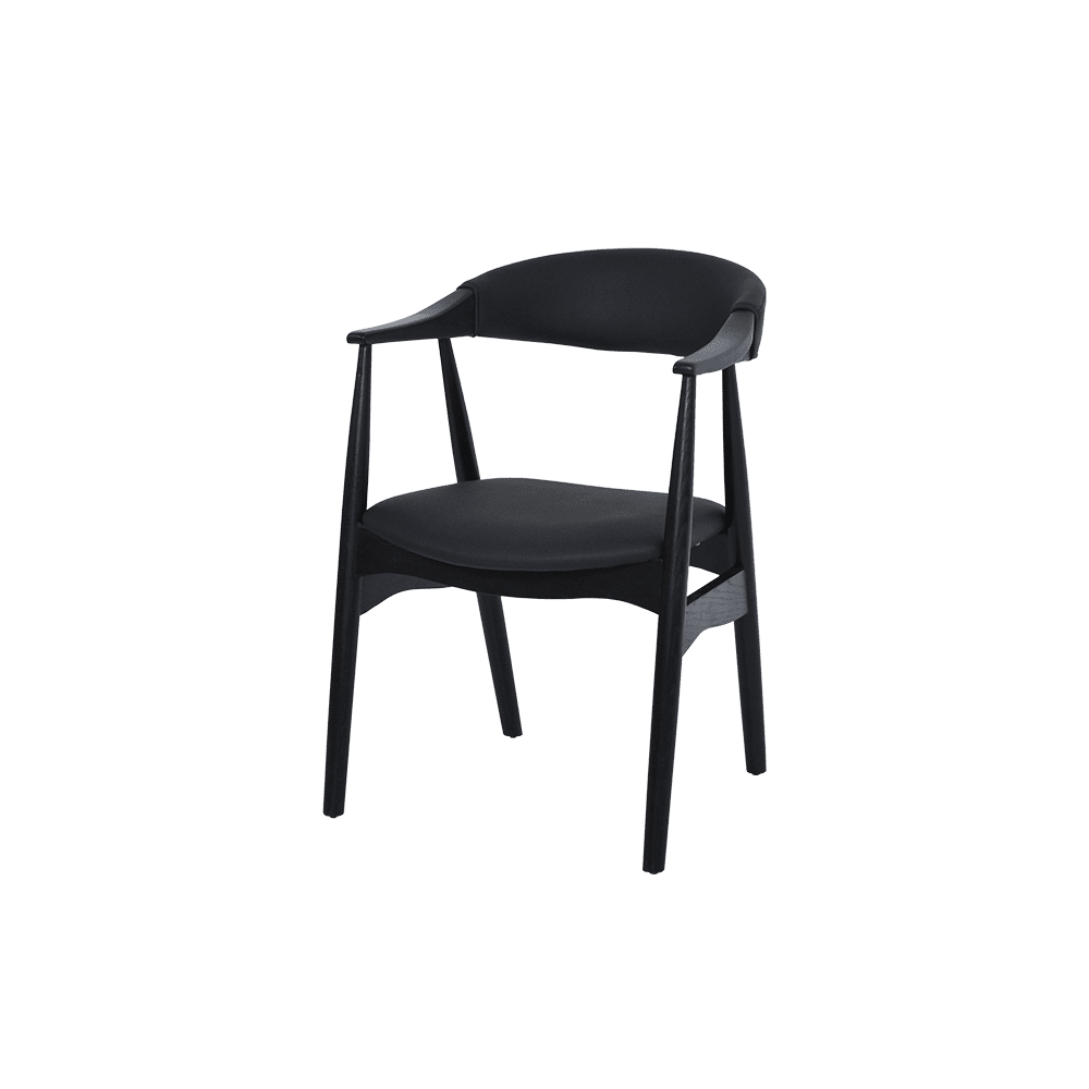 Kazuko Black Solid Ash Wood Dining Chair with Armrest - main view