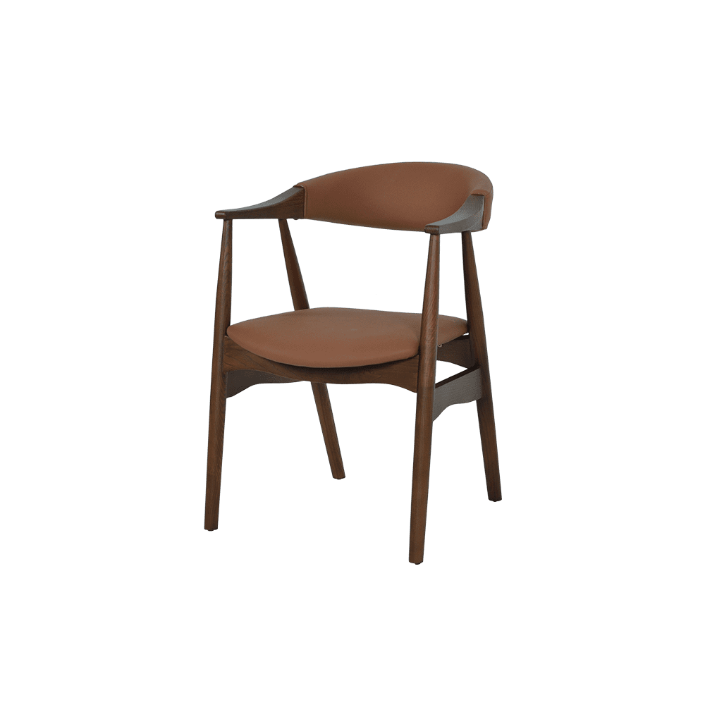 Kazuko Walnut Solid Ash Wood Dining Chair with Armrest - main view