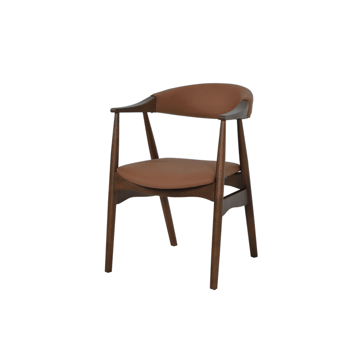 Kazuko Walnut Solid Ash Wood Dining Chair with Armrest - main view