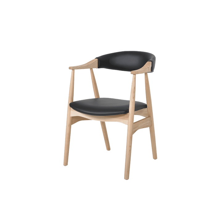 Kazuko Solid Ash Wood Dining Chair with Armrest - main view