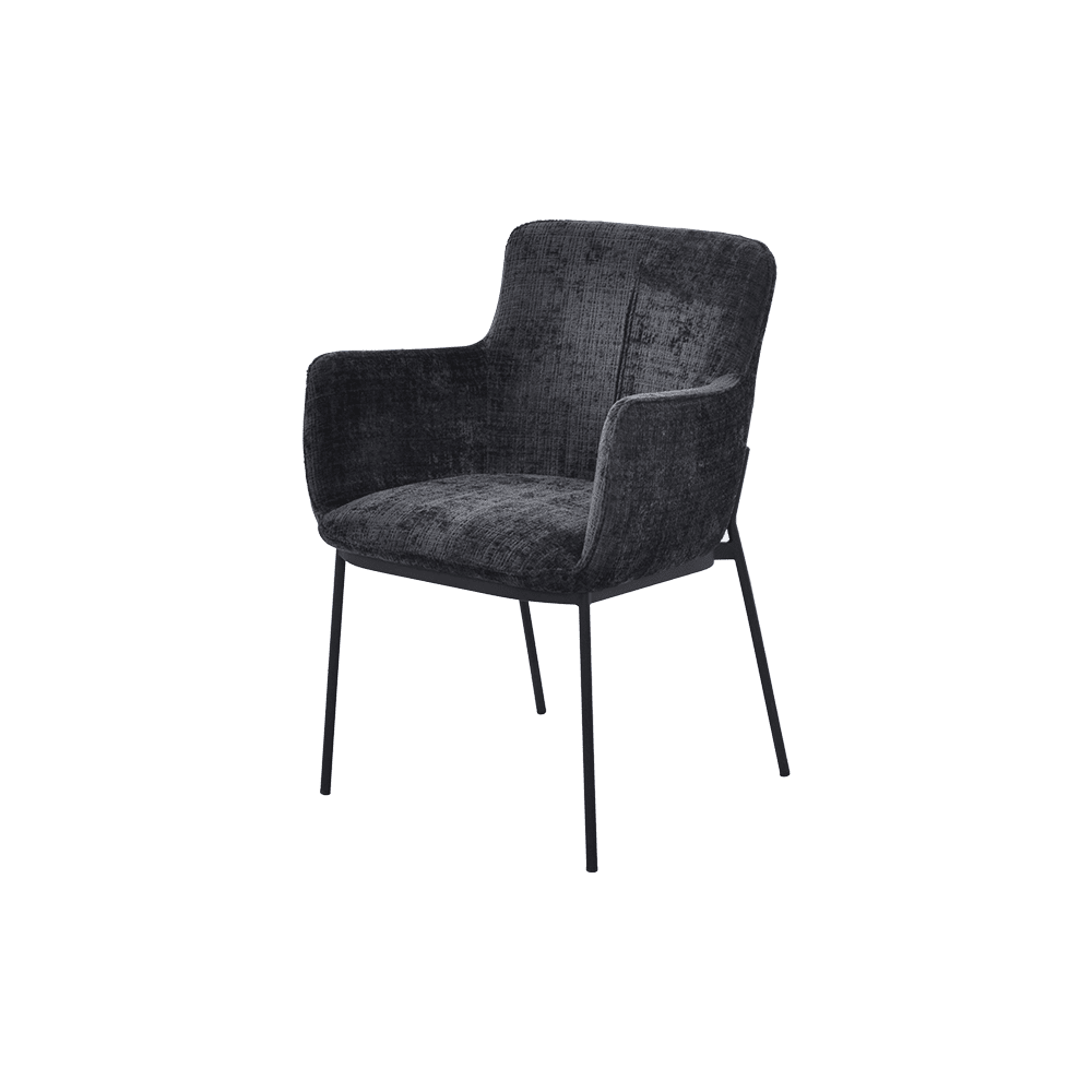 Vero Sleek Black Dining Chair with Armrests - main view
