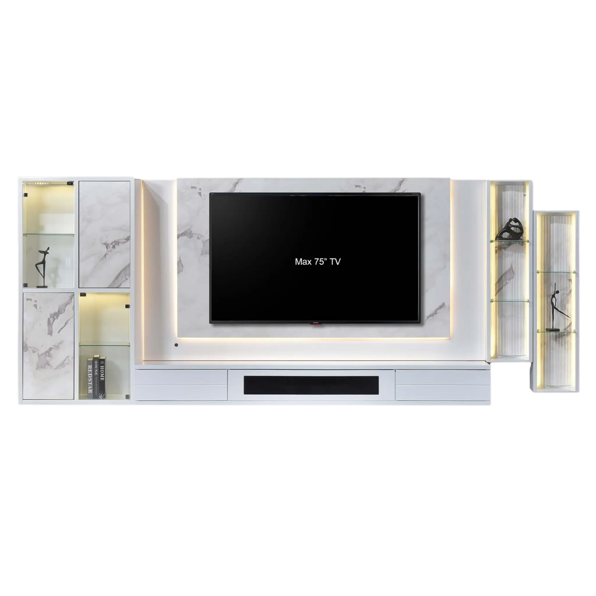 Kabinet TV Dinding Premium HAMLEY dengan LED 12Ft