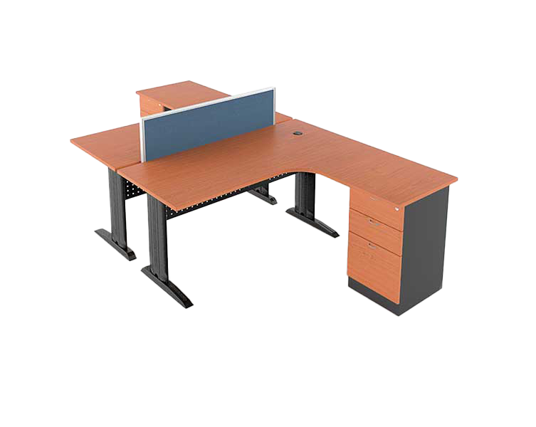 L-Shape Workstation with Steel Leg [2 Pax]