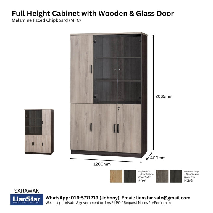 MP Full Height Cabinet with Wooden & Glass Door