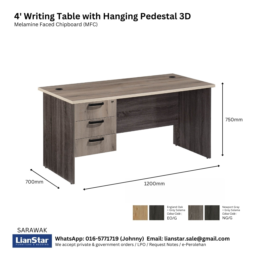 MP Standard Writing Desk with Hanging Pedestal