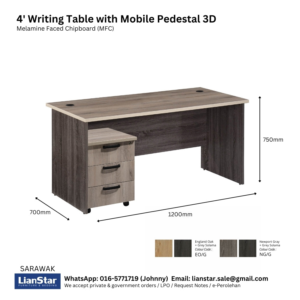 MP Standard Writing Desk with Mobile Pedestal