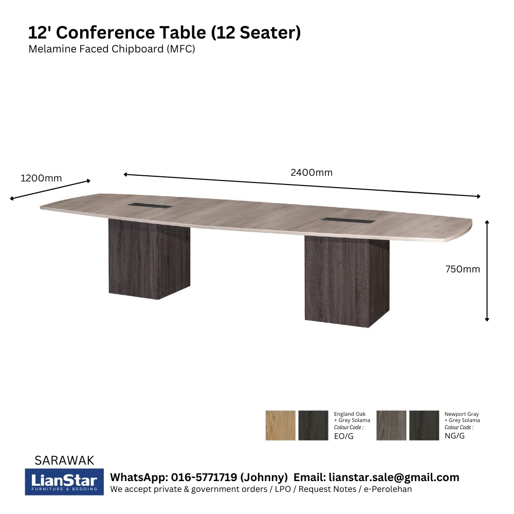 MP Boat Shaped Conference Table 3.6m