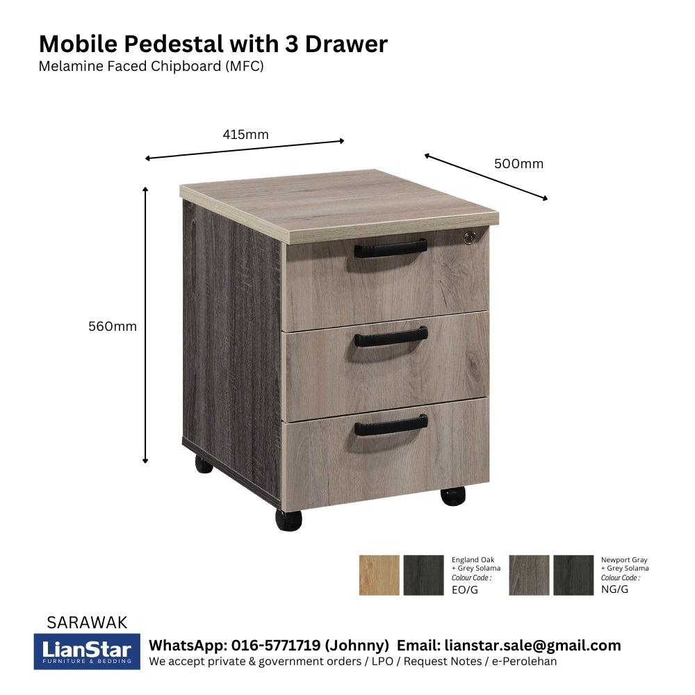 MP 3 Drawer Mobile Pedestal