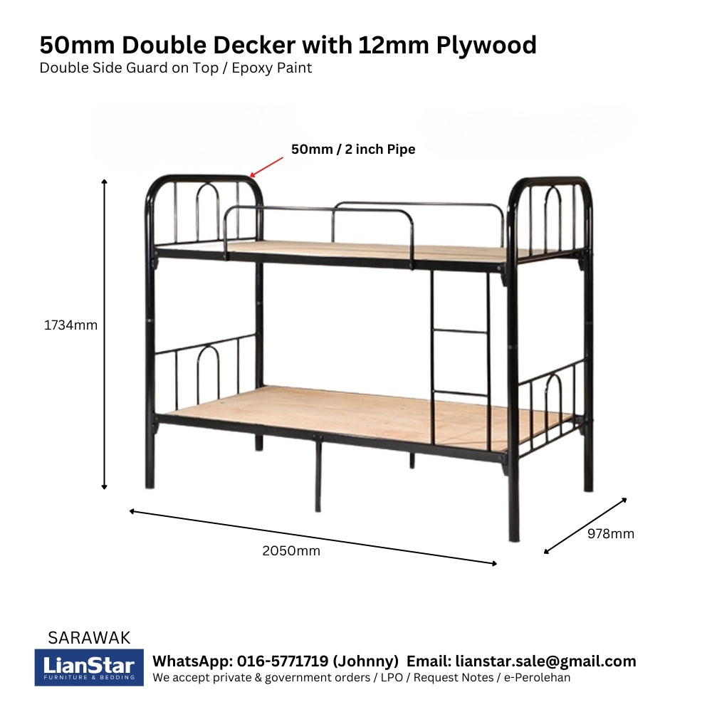 Hostel Double Decker Bunk Bed c/w 12mm Plywood