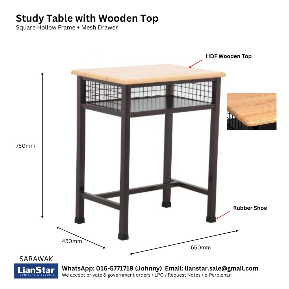 ST-38 Wooden Top School Table with Drawer