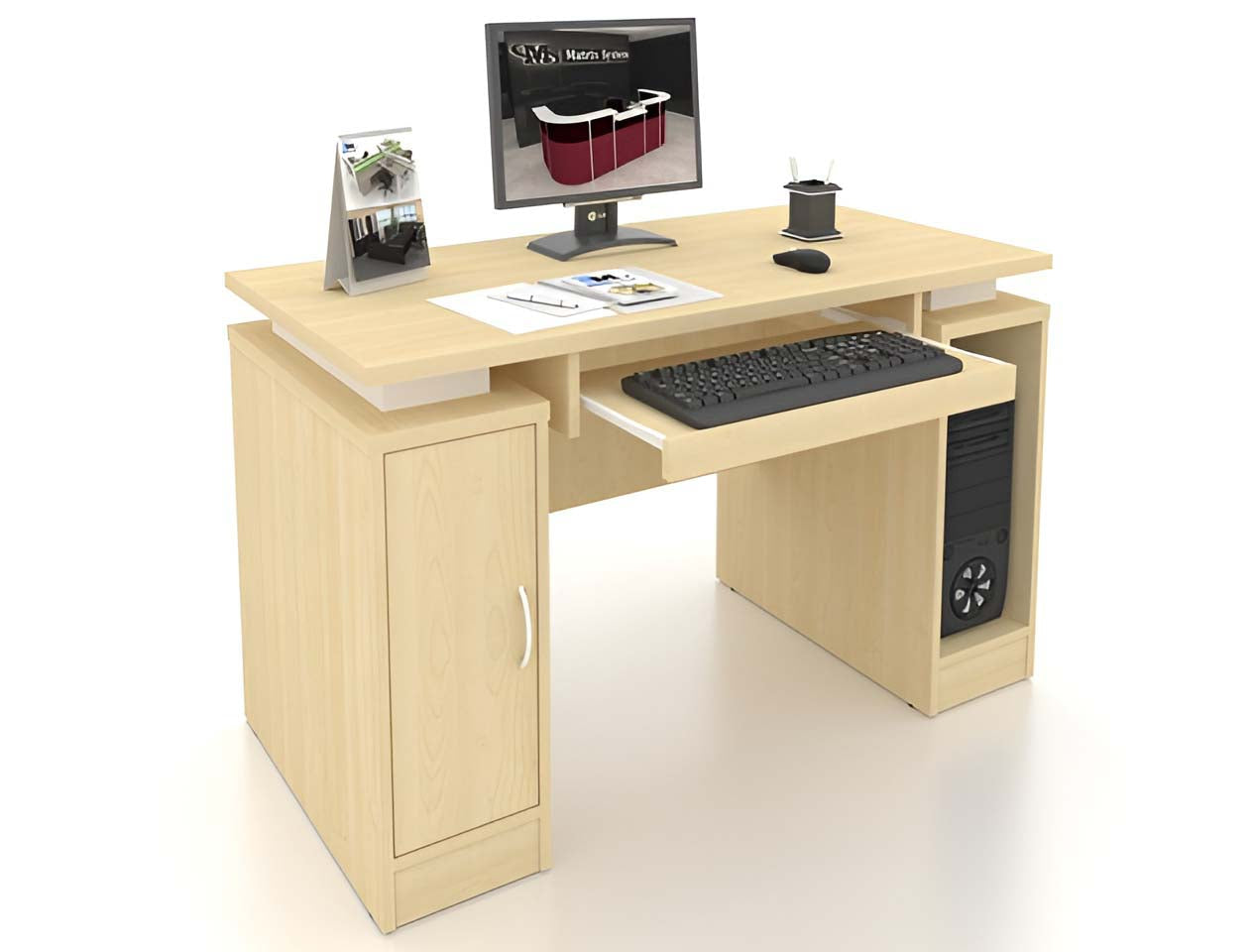 4' Double Pedestal Computer Table - Lian Star